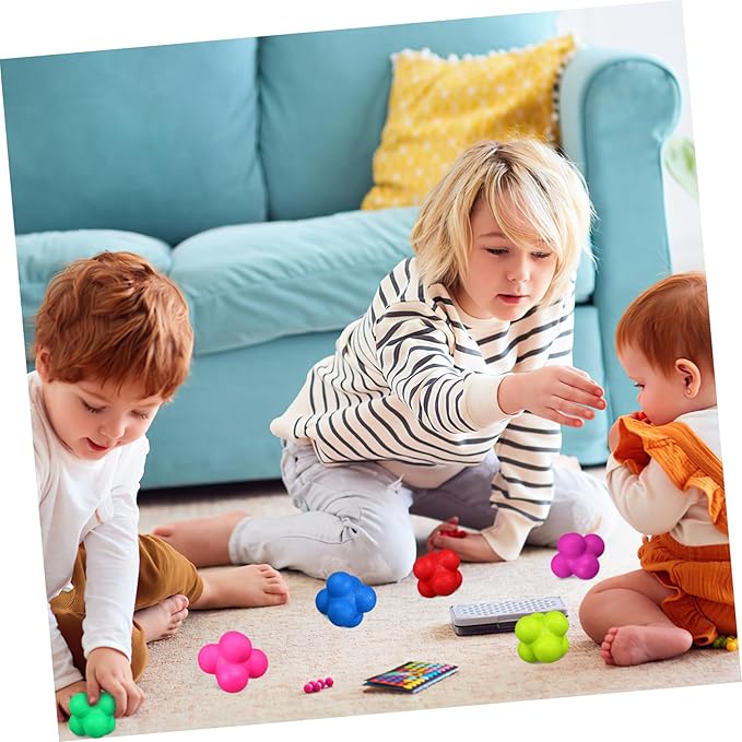 Kisangel 6 Pcs Hexagonal Reaction Balls Reflex Training Equipment for Sports Agility Improvement Lightweight Portable Design Colorful for Basketball Soccer Volleyball Football Exercises