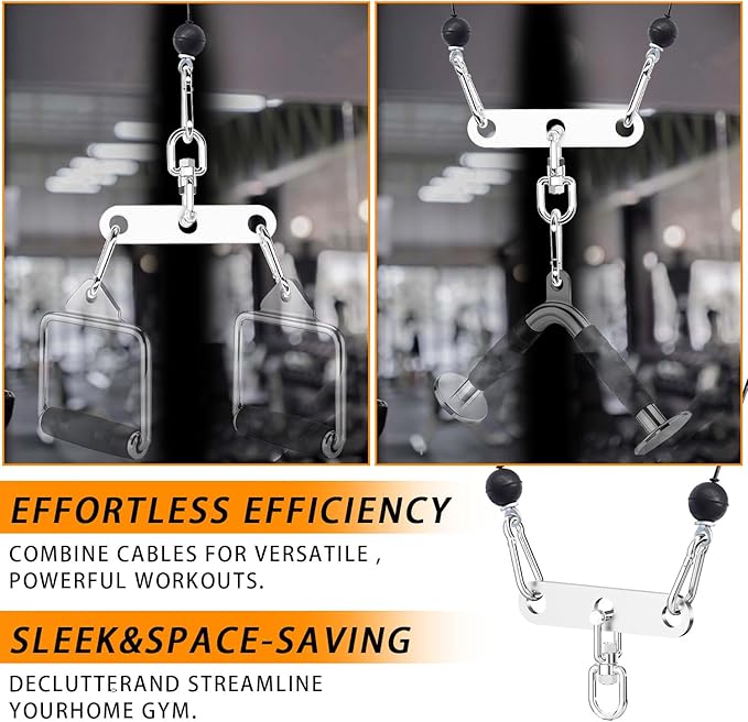 J Bryant Stainless Steel Double to Single Pulley Adaptor Plate for Cable Machine – Fitness Dual Pulley Connector with 3 Carabiners for LAT Pulldown, Triceps Pushdown, and T Bar Row Accessories