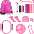 18-Piece Home Pilates Essentials Kit for Women - Complete Workout Equipment Set with Resistance Band, Yoga Ball, Ring, and Anti-Slip Socks (Pink)