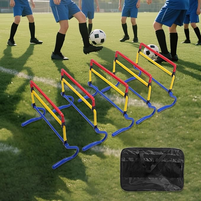 5Pcs Agility Training Hurdles Agility Speed Training Equipment Adjustable Height for Soccer Outdoor Sports Foot Exercise, Multicolor