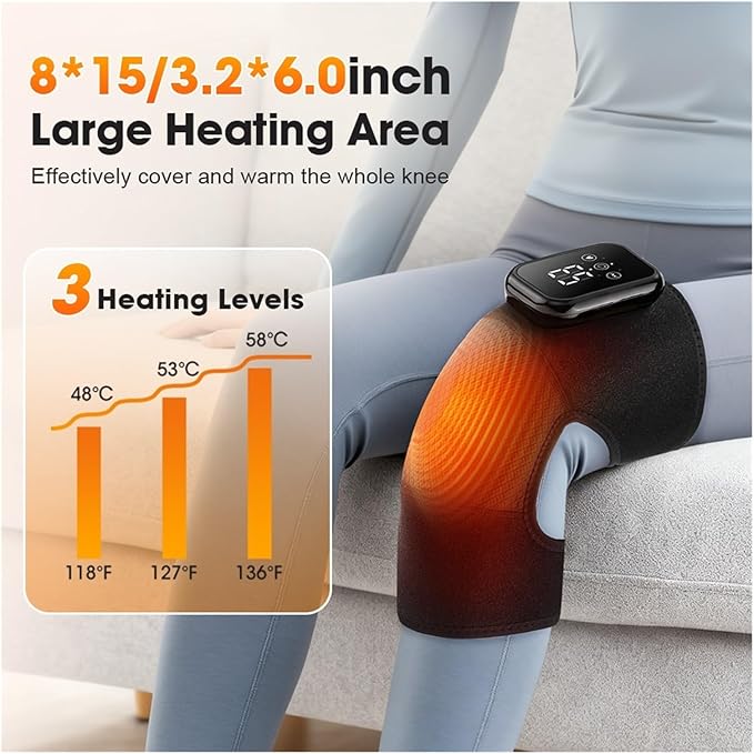 Electric Heating Knee Massager Promote Blood Circulation Cordless Vibration Brace Support Kneepad Sports Joint Wrap Belt
