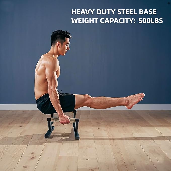 Wooden Calisthenics Parallettes Bars, Push up Handles Floor, Strength Training Pushup Stands, Parallel Handstand Bars for Home Workout Fitness