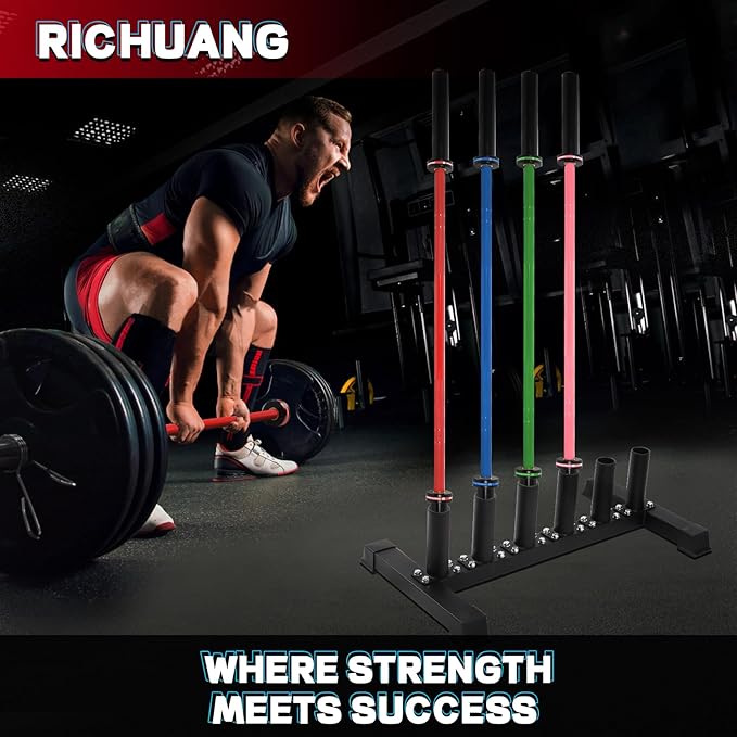 Freestanding Barbell Holder, Vertical 6 Bar Storage Rack for 2" Olympic Bars, Durable Barbell Stand, Space-Saving Floor Stand for Weight Bar and Specialty Bars