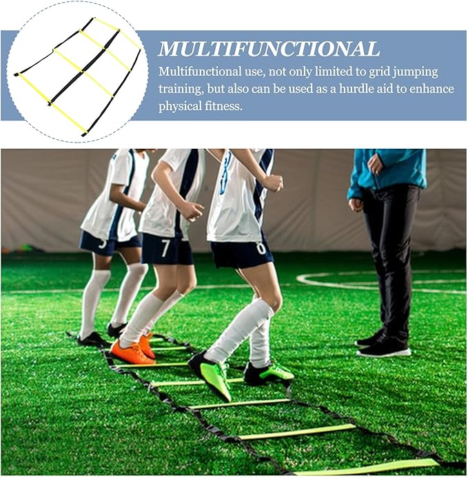 Kisangel Football Ladder: Nine-Square Agility Ladder for Soccer Training - Athletic Speed Training Tool for Footwork - Football Agility and Fitness Workouts Supply