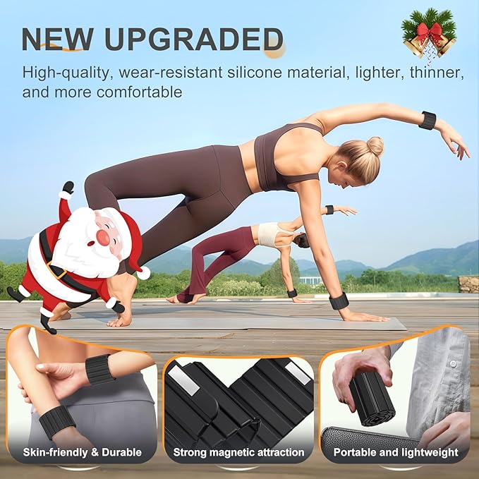 2025 Upgraded Magnetic Ankle Weights for Women, Wrist Weights,Silicone (Waterproof), Non-Slip, Easy Wear, Adjustable (Men & Women), Ideal for Jogging/Yoga/Pilates & More, Great Gift.（2 Pack）