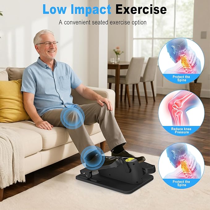 HOTWAVE Under Desk Elliptical Exercise Machine, Ellipse Leg Exerciser Electric as Seen on TV While Sitting for Seniors with Remote Control & 12-Speeds, Seated Foot Pedal Exercise Training Equipment