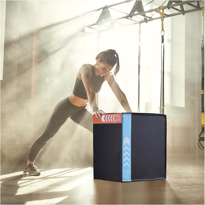 Plyometric Jump Box 3-in-1, 20/18/16 Inch - Cotton Plyo Box for Fitness, Agility & Strength Training - Step Up Platform - Home Gym Equipment - Black