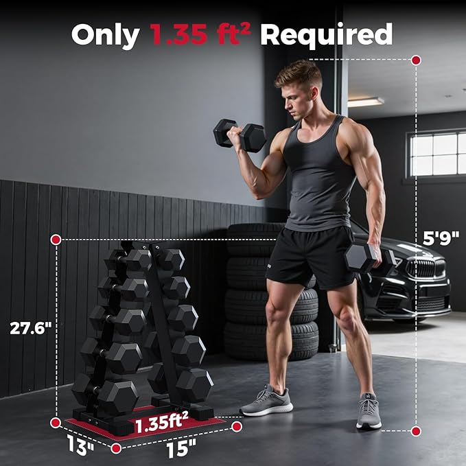 Dumbbell Rack Stand Only, Weight Rack for Dumbbells Compact A-Frame Home Gym Space Saver, 480 LBS Weight Capacity