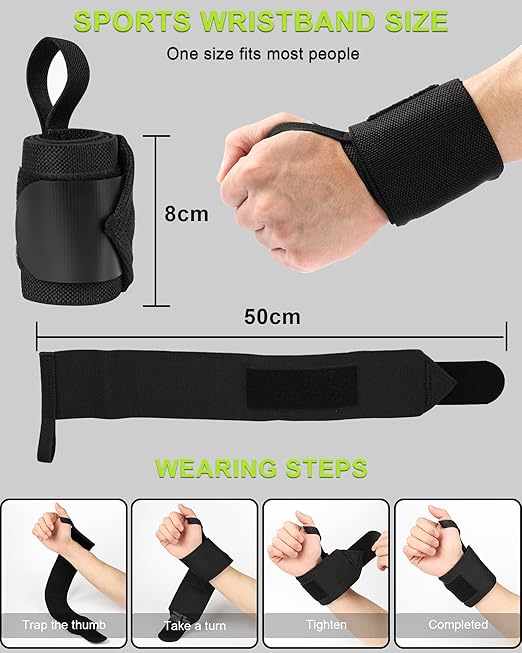 Gym Wrist Wraps, 2-Pack Wrist Support Wraps, Enhanced Wrist Straps, Weight Lifting Wrist Bandages for Fitness Bodybuilding Training