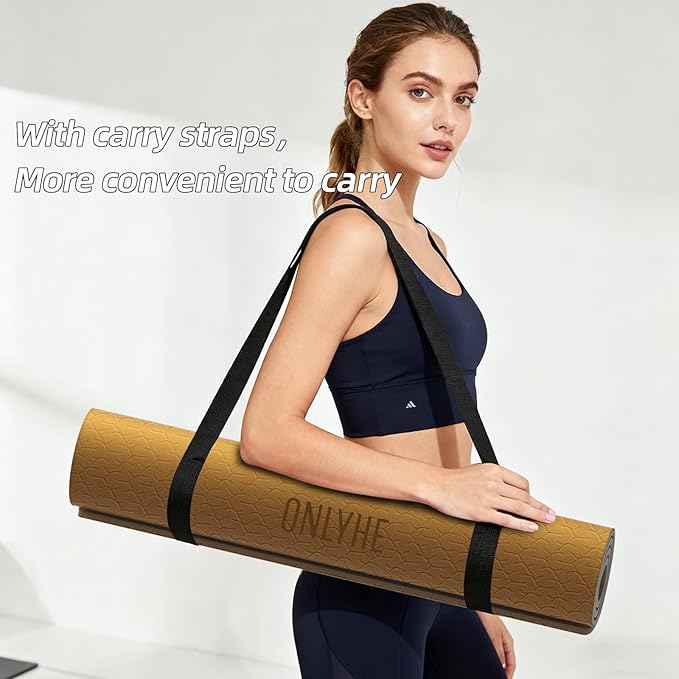 Yoga Mat Thick(10mm) Exercise Mat Non Slip Anti-tear,72"x35" Extra Large Pilates Mats for Home Workouts, Gym & Floor Stretching with Carrier Strap