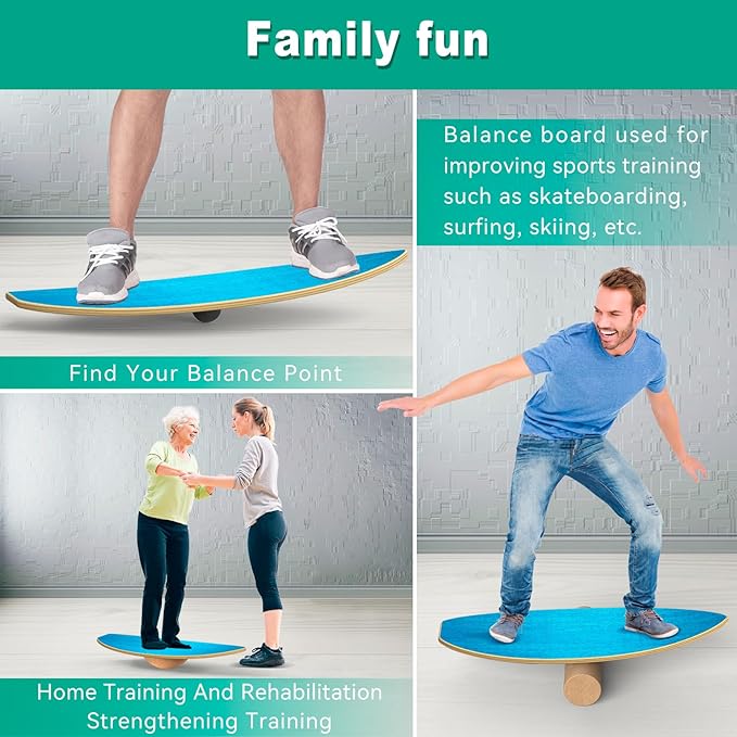 Balance Boards for Adults,Balance Trainer - Wooden Balance Board,Surface anti-slip treatment Including Roller,Half Ball And Balance Ball