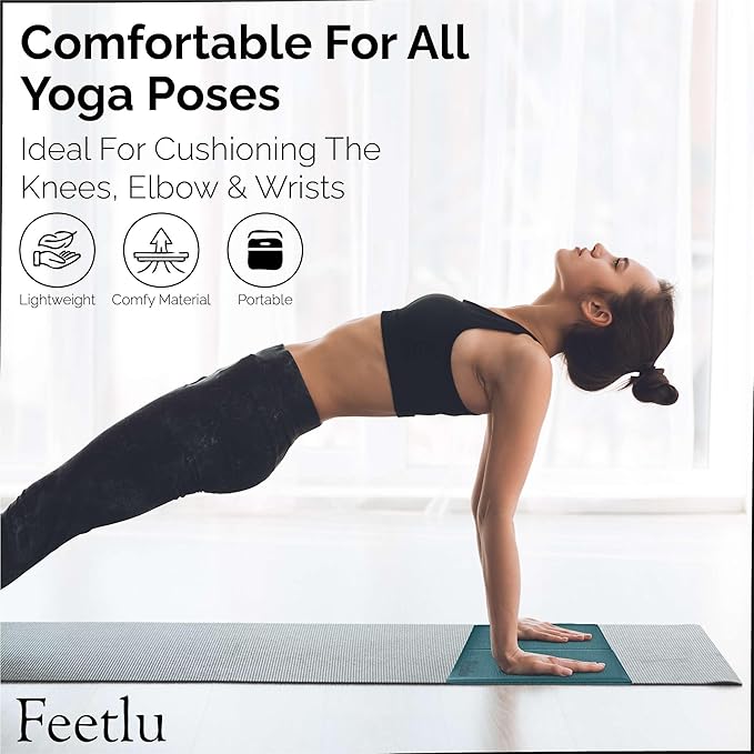 Yoga Knee Pad Cushion Exercise Knee Pad Folding, 1/2" Thick 24"x12" Eliminate Pain During Yoga or Exercise Workout– Extra Thick Padding& Support for Yoga Pilates, Fitness Exercise