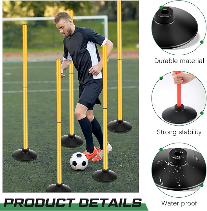 Landical Weighted Slalom Pole Rubber Bases for Soccer Agility Poles 2.2 lb Pole Base for Soccer Training Equipment Set Accessory Lacrosse Field Hockey Track Field