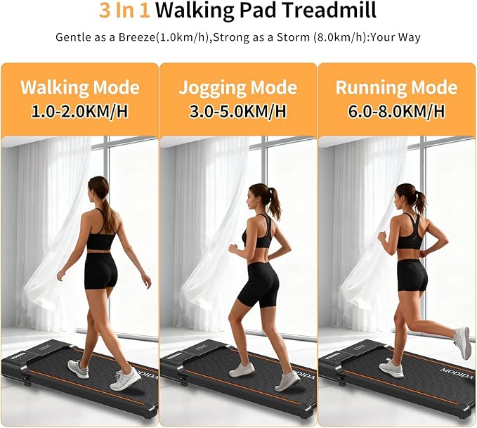 3 in 1 Walking Pad Treadmill with Handle | 1.5HP Under Desk Treadmill for Home Office | Foldable Compact Walking Jogging Running Machine | 220LBS Capacity, ≤45dB Quiet Treadmill