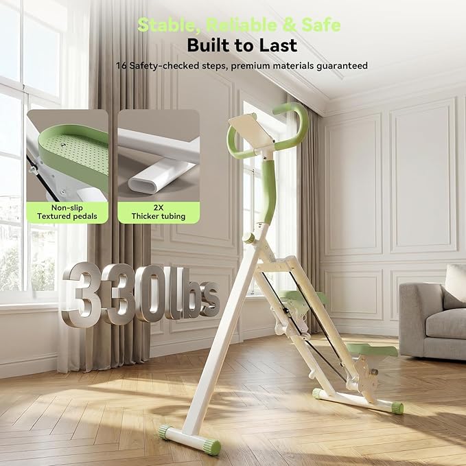 Stair Steppers for Exercise at Home, Folding Vertical Stair Stepper Climber, Full-Body Cardio Machine with Adjustable Handles, Steel Frame & Digital Monitor