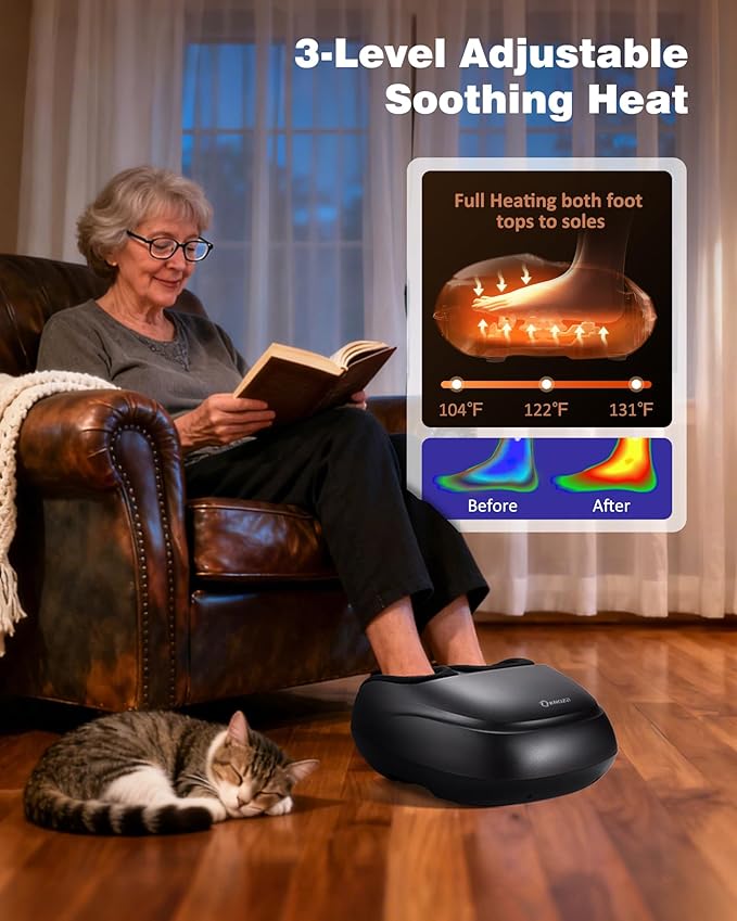 KNQZE Shiatsu Foot Massager with Heat and Compression, Deep Kneading Foot Massage for Plantar Fasciitis Relief, Remote Control, Multi Massage Modes, Auto Shut-Off Timer, FSA Eligible, Mothers Day gift
