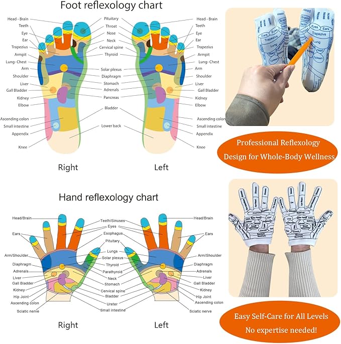 Reflexology Socks with Acupressure Massage Tools for Men and Women | Foot Pain Relief, Home Massage Therapy, Unisex Gift Idea Set of 4 (Blue, Large(9-11))