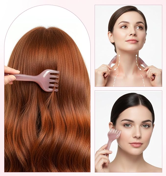 2Pcs Head Massager Scalp, Manual Head Scalp Massage Tool Gua Sha Five Claw Massage Comb, Portable Handheld Resin SPA Relax Tool for Father's Day & Mother's Day Gifts, Pink Purple