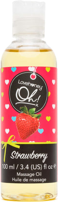 Lovehoney Strawberry Massage Oil - Infused with Essential Oils - Vegetarian Friendly - 3.4fl oz