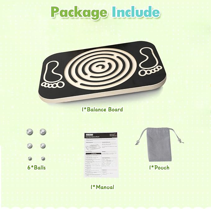 Balance Board Maze for Kids, Wobble Board Rocking Seesaw Sensory Training with 6 Balls, Non-Slip Pedals Indoor Outdoor for Boys Girls