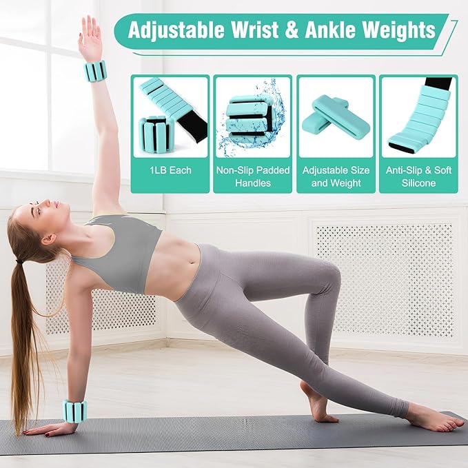 Pilates Equipment Kit for Home Workout, Pilates Ring and Ball Set for Women, 14'' Magic Circle Essentials Accessories Kit, Wrist Weights, Resistance Bands, Yoga Strap, Socks, Bag