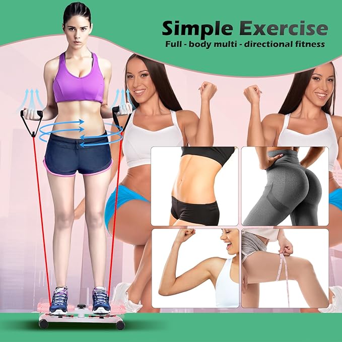 Waist Twister Machine, Adjustable Exercise Twist Board for Women Men, Noiseless Ab Twister for Home Gym Equipment, 330 lbs Capacity with Timer, Reps, Calories with Digital Display (pink)