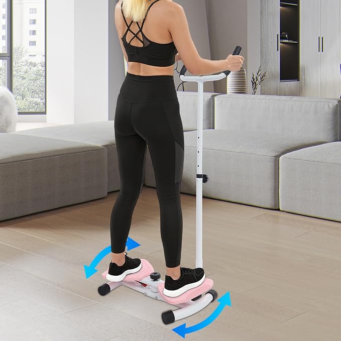 Waist Twisting Machine with Handlebar, 3 Gears Adjustable Ab Twister Machine with 2 Pull Cords, Ab Twist Board for Exercise 330lbs Load Capacity