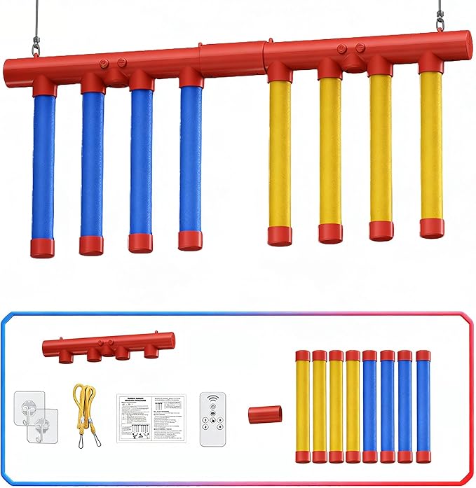 8 Sticks Reflex Challenge Practice, Falling Sticks Reaction Time Trainer Reflex Sticks Rebounce Game with Adjustable Speed Modes and Remote Contro