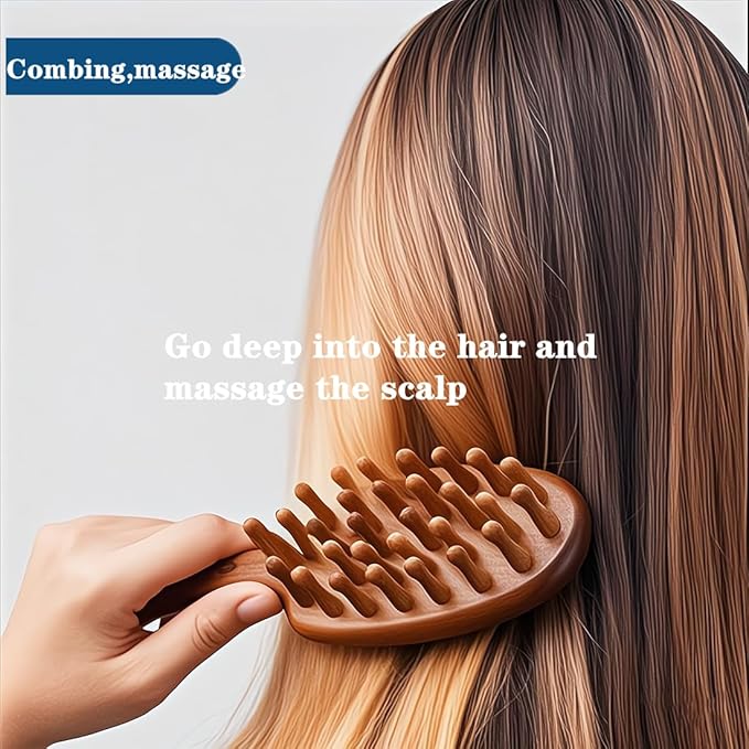 Scalp Massager Hair Growth Brush,Head Massager Scalp Stress Relax Dandruff Comb,Wooden Scalp Exfoliator Head Scratcher,Unisex (Sandalwood)