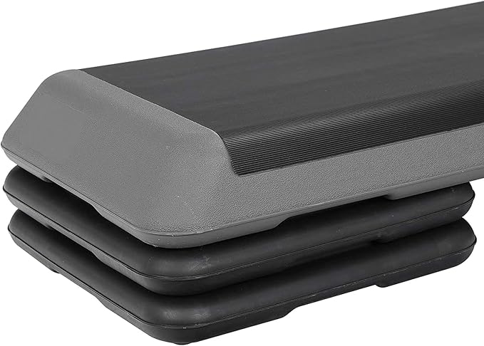 43" Exercise Aerobic Step Platform, Adjustable Fitness Stepper, with 4 Removable Risers for Home Gym Cardio Strength and Training