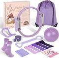 JITUIHOM Home Pilates Essentials Kit for Women - Complete Pink Equipment Set with 9 Inch Yoga Ball, Figure 8 Resistance Band, Bands & Accessories, Ring for Beginners Workouts