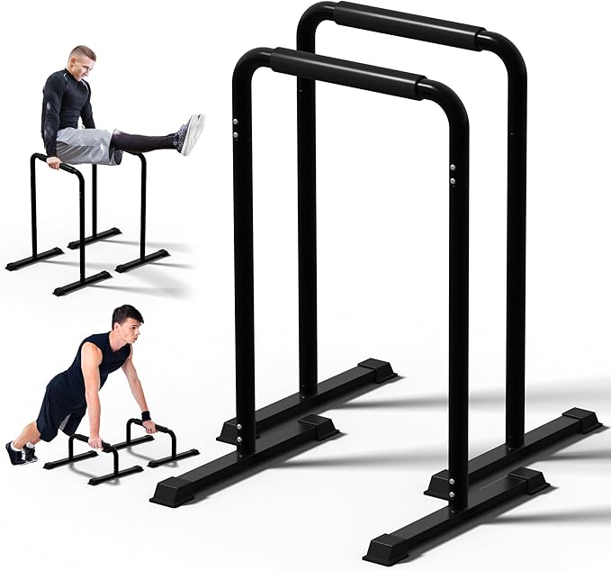 Outdoor Basic 2-in-1 Adjustable Dip Bar Station - Heavy Duty Parallel Bars with Connecting Parts, Extra Tall & Thickened Steel Design for Home Gym, Calisthenics & Strength Training (Dip Bar Pro)
