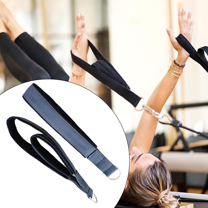 Pilates Straps Foot and Hand Straps Double Loops Exercise Equipment Accessories for Gym Workout, 1 Pair