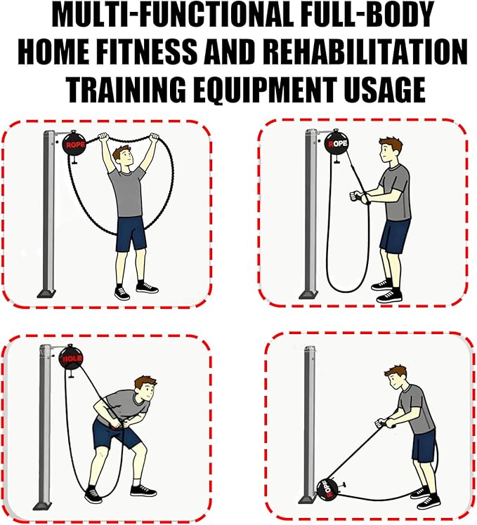 Endless Rope Trainer,Adjustable Resistance Trainer Machine, Suspension Endless Rope Pulley System,Closed-Loop Nylon Rope,Home Gym Equipment for Grip, Arms, Back and Body Coordination Exercises