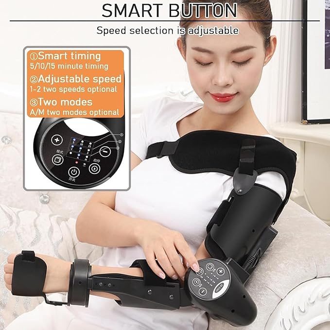 Elbow Joint Recovery Device, Stroke Rehabilitation arm Elbow Protector, Hemiplegia Robot Training Device, hinged Elbow Support arm Exerciser with Remote Control and Intelligent Timing(Right)
