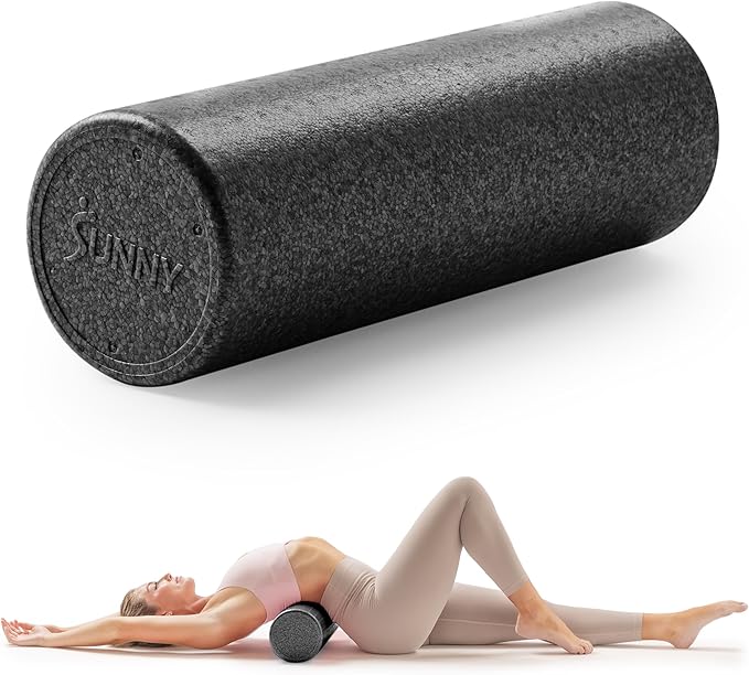 Sunny Health & Fitness High-Density Foam Roller 12" to 36", for Stretching & Muscle Recovery – Black, Blue, Pink