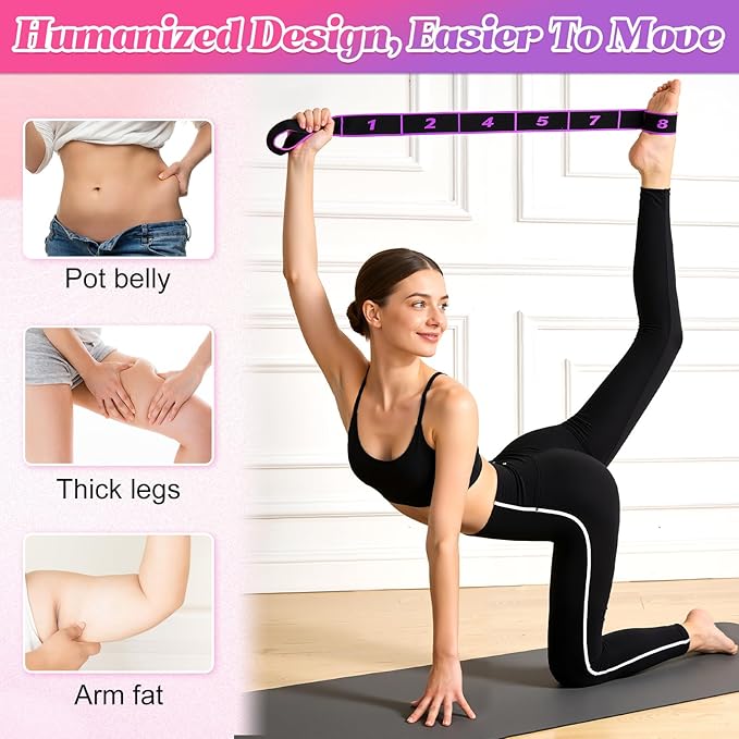 Fitness Resistance Bands with Handles, 2026 Upgrade Fitness Resistance Band for Stretching and Yoga, Fashion Puller Exercise, Adjustable Leg Stretcher Bands for Full Body Stretching Shaping