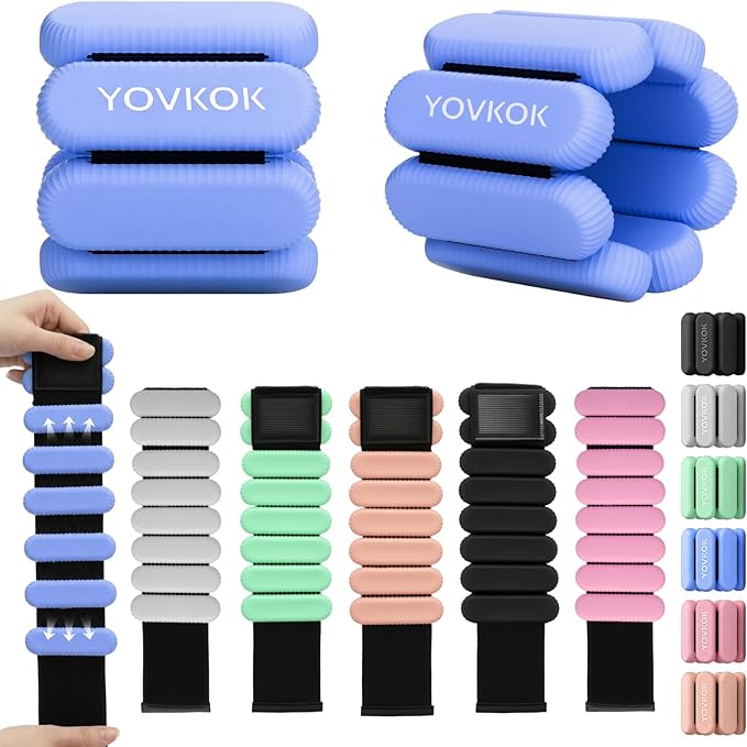 Wrist Weights, Silicone Adjustable Ankle Weights for Women Men - Strengthen Arms and Legs Ideal for for Home Gym Workout, Running, Yoga, Pilates, Barre, Exercise, Strength Training