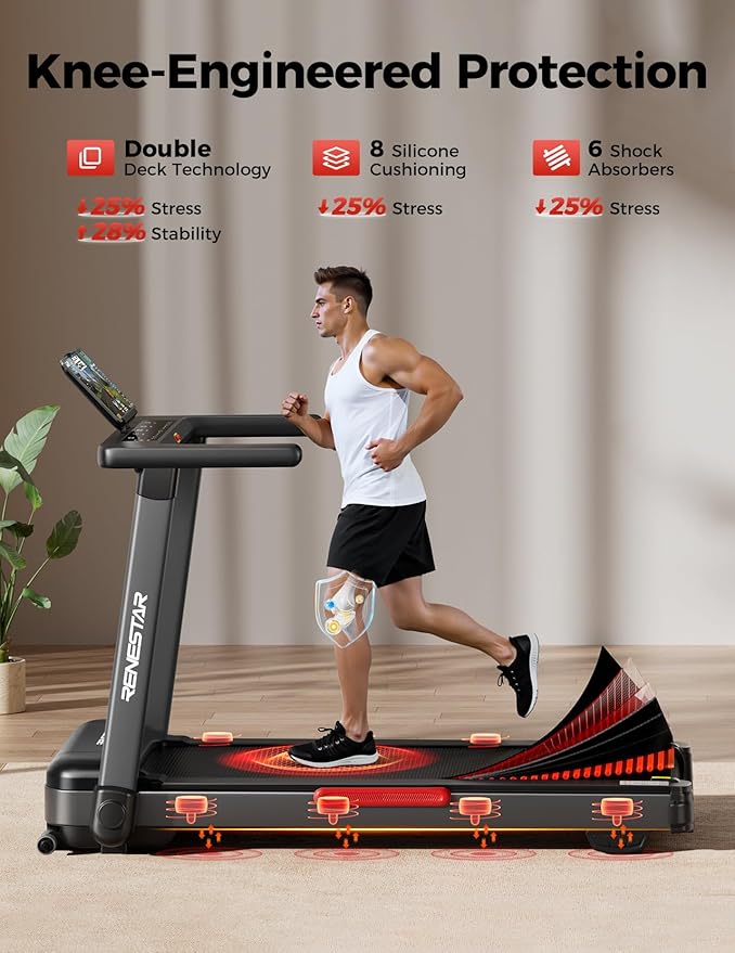 Treadmill for Home with 25% Auto Incline - 8.5MPH Max Speed, Extra Large LED Touchscreen, 300LBS Capacity, Bluetooth Speaker, 3.5HP Home Office Treadmills for Running Jogging Walking