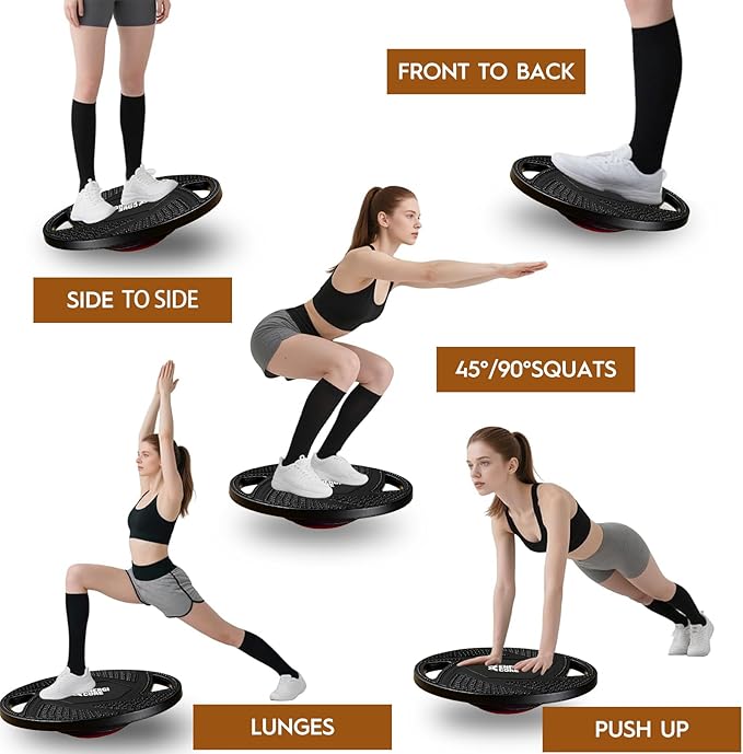 Energi Core Balance Board for Standing Desk and Core Workout - Anti-Slip Surface - Black, Green