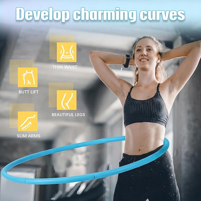 Exercise Fitness Hoop for Women 37 Inch Removable Adjustable Weighted Hoop Suitable for Adult Weight Loss and Home Fat Burning Exercise Workouts Gym