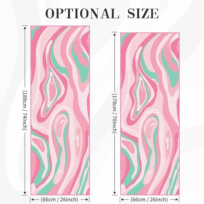 Yoga Mat Towel Cover with Large Corner Pockets, Non Slip Grip Microfiber Mat Cover Mat for Hot Yoga, Pilates and Gym Workout, 70" L x 26" W, Pink