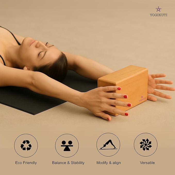 Original Wooden Yoga Blocks Set of 2 – Solid Hardwood Props Inspired by Traditional Yoga
