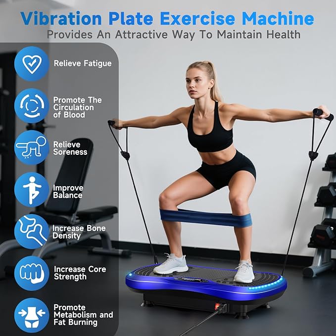 Vibration Plate Exercise Machine for Lymphatic Drainage, Vibration Machine for Full-Body Weight Loss Shaping, Vibrate Fitness Platform 400 Lbs & 200 Adjustable Speeds for Women Men Home