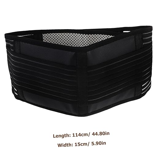 2pcs Portable Adjustable Elastic Self-heating Magnetic Therapy Lumbar Support Belt Xl Black for Back Rehabilitation and Joint Support Materials