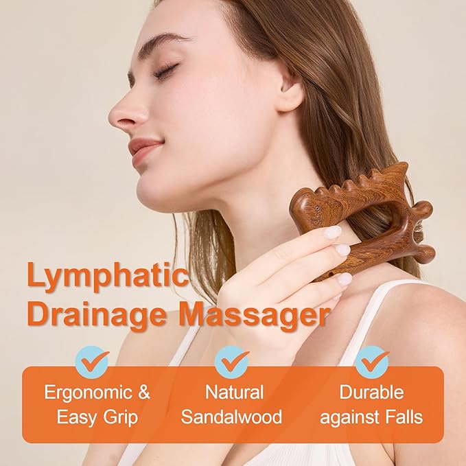 Wooden Gua Sha Tool for Face&Body - 6 in 1 Facial Massager for Lymphatic Drainage - Guasha Body Sculpting Tools Therapy Massage Tool for Cellulite,Jaw Lifting,Muscle Relief - Skin Care Gifts