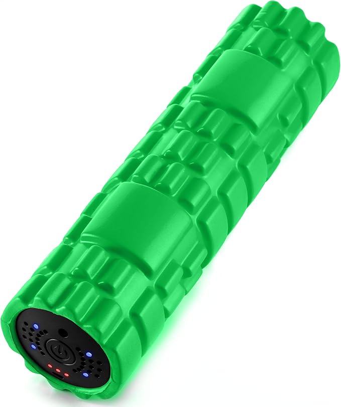 Electric Vibrating Rechargeable Foam Roller - 4 Intensity Levels for Firm Battery-Powered Deep Tissue Recovery, Training, Massage - Therapeutic Back and Muscle Massage Roller