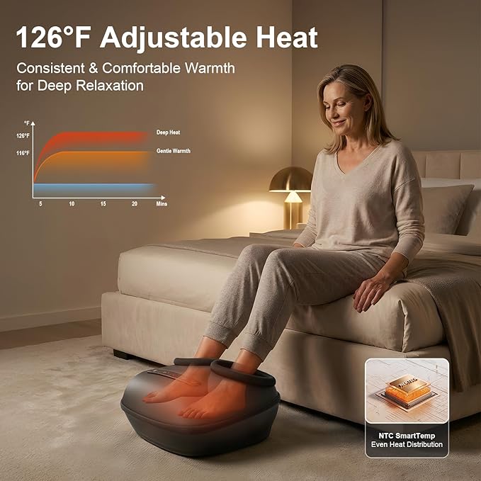 Nekteck Foot Massager with Heat [2026 Upgraded], Electric Shiatsu Foot Massage Machine for Circulation, Plantar Fasciitis & Neuropathy, 3 Intensity Levels, FSA Eligible Gifts for Men & Women