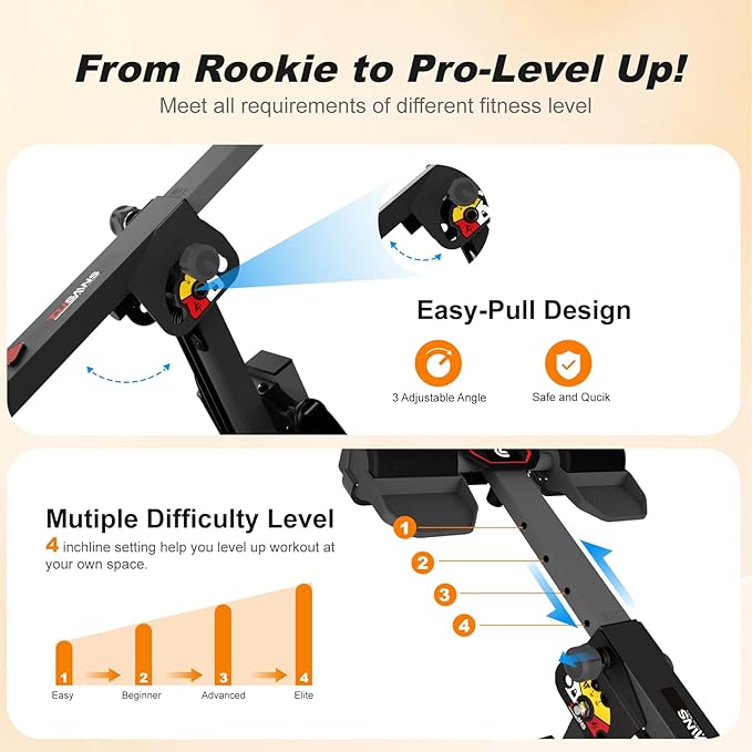 TOUSAINS 3 in 1 Ab Machine, Foldable Rowing Machine & Cable System, Core Trainer for Abdominal Workout, 4-Level Height & 2 Resistance Levels, All-in-One Home Gym Equipment for Weight Loss & Sculpting