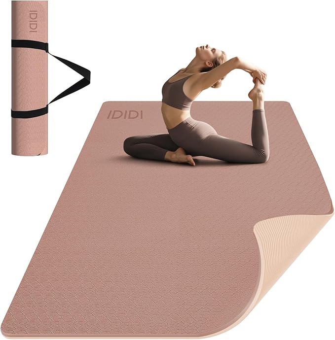 Large Yoga Mat (6'x 4') - Extra Long and Wide Workout Mat for Men and Women,Non-Slip POE 0.32''/0.4'' Thick Fitness Mat, Eco-Friendly, Thick Wide Exercise Mat for Home Workouts,Ideal for Yoga and Pilates.